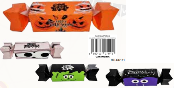 CAJA SORPRESA CARAMELO X12 UNDS - CALABAZA/ VAMPIRO/ MOMIA/ FRANKENSTEIN
