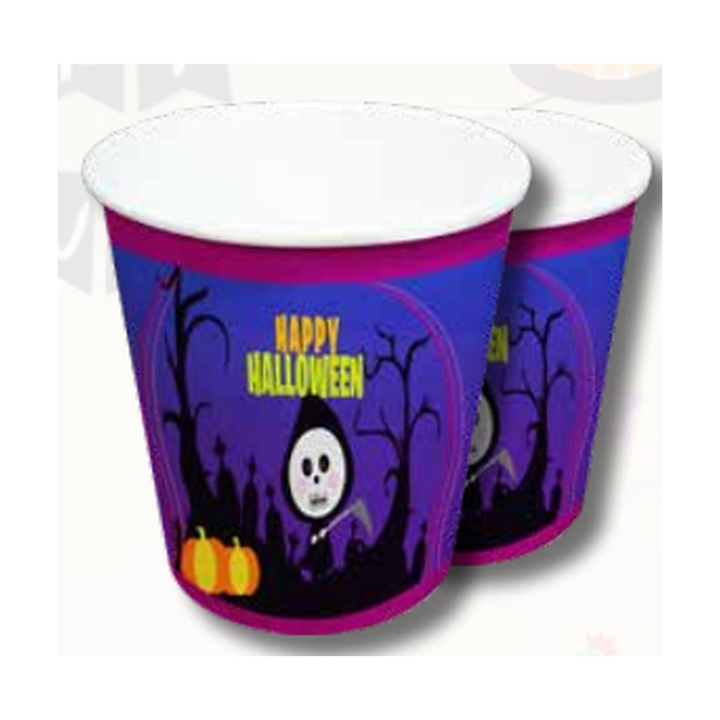 VASOS PLASTICOS HAPPY HALLOWEEN/FANTASMA X 12UNDS.