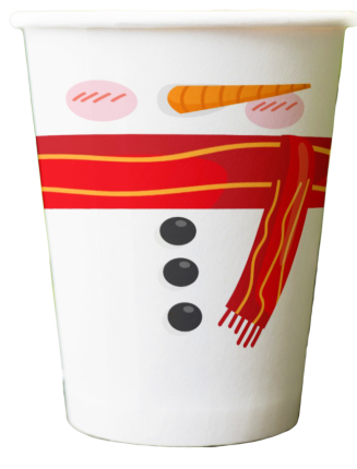 VASOS PLASTICOS MUÑECO DE NIEVE X 12UNDS.