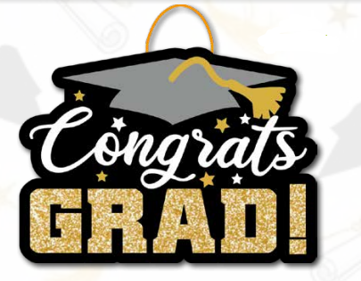 COLGANTE MDF 60 CM - CONGRATS GRAD CON BIRRETE PLATEADO