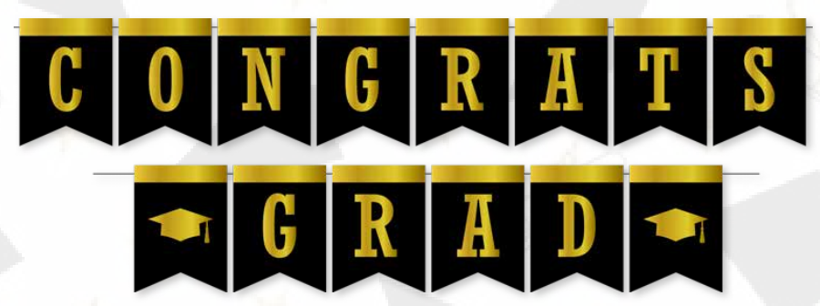 GUIRNALDA CARTULINA GRAD NEGRO / DORADO