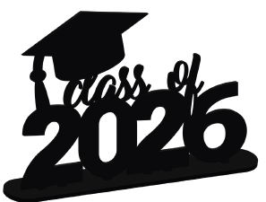 CENTRO DE MESA MDF 30CM - CLASS OF 2026 / NEGRO