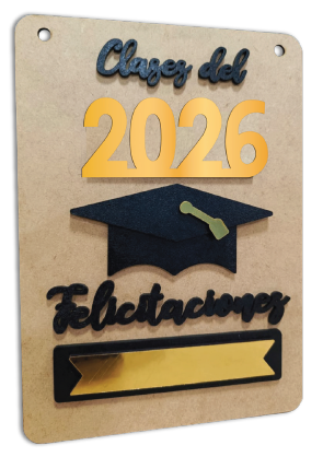 PLACA COLGANTE MDF 21X15 CM - CLASES DEL 2026