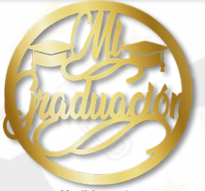 ARO DE MADERA 60 CM LAM. DORADO - MI GRADUACION
