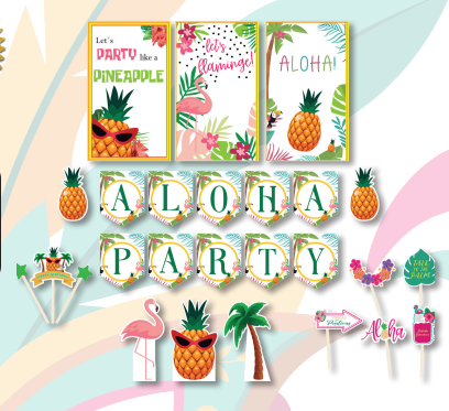 KIT DE PARED ALOHA PARTY - PINA