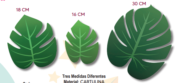 APLIQUES DECORATIVOS DE CARTULINA - HOJAS VERDES X3 UNDS