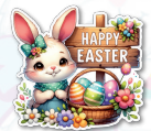 COLGANTE 37X39 CM PVC - CONEJO HAPPY EASTER CON CANASTA DE HUEVOS