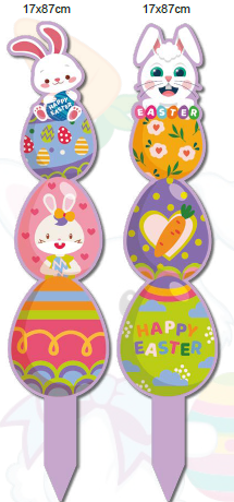 SEÑALETICA MDF 17X87 CM - CONEJOS DE PASCUA X2 UNDS