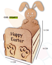 CAJA MDF 11X16X12 CM - CONEJO HAPPY EASTER / PURA
