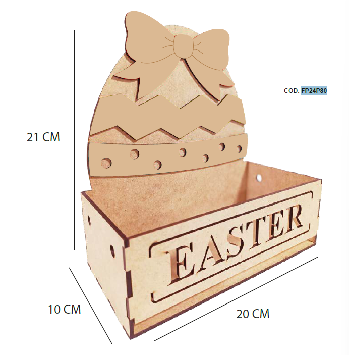 CAJA MDF 20X10X21 CM - HUEVO EASTER CON LAZO