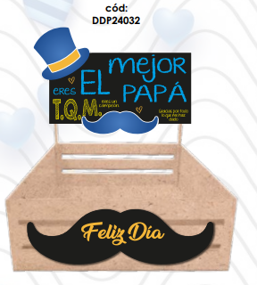 CAJA MDF 20X20X7 CM NATURAL CON LETREROS - PAPA ERES EL MEJOR