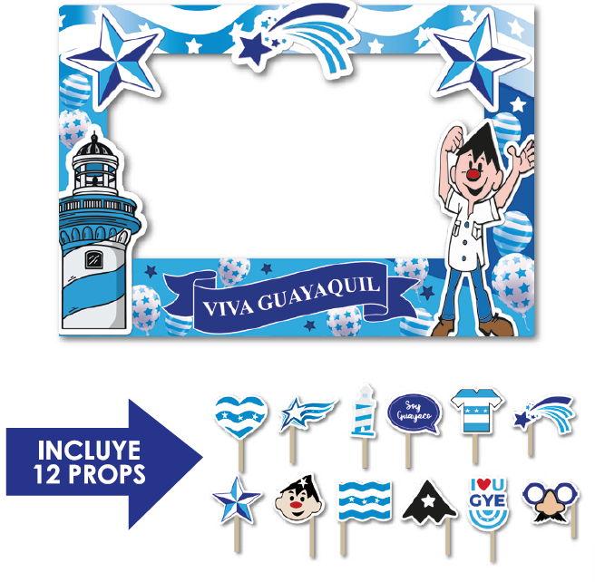 PHOTOBOOTH KRAFT 120X90 CM - VIVA GUAYAQUIL + PROPS