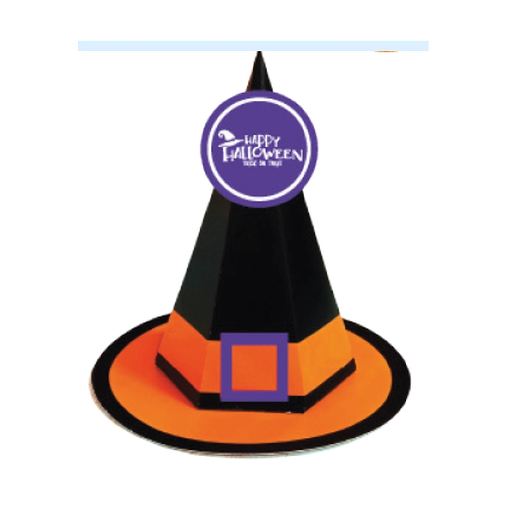 CAJAS CARTULINA SOMBRERO DE BRUJA 21X12 CM - NARANJA X 2 UNDS