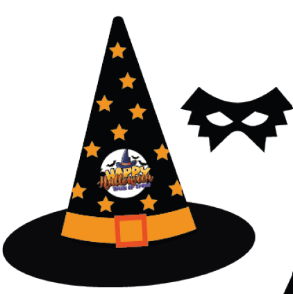 SOMBRERO DE BRUJA 36X34 CM - NEGRO CON ESTRELLA NARANJA