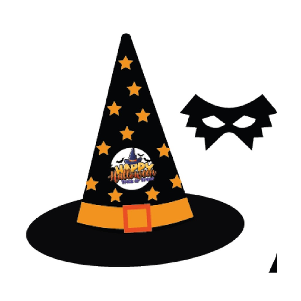 SOMBRERO DE BRUJA 36X34 CM - NEGRO CON ESTRELLA NARANJA