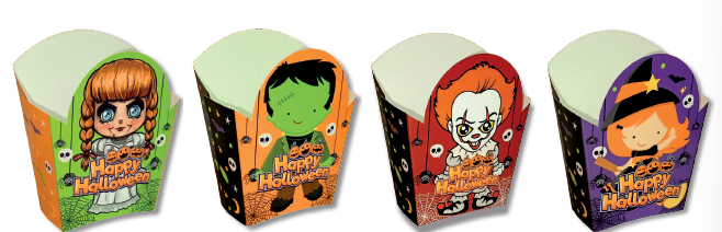 CAJA CARTULINA PARA DULCES HAPPY HALLOWEEN SURTIDO X 12UNDS.