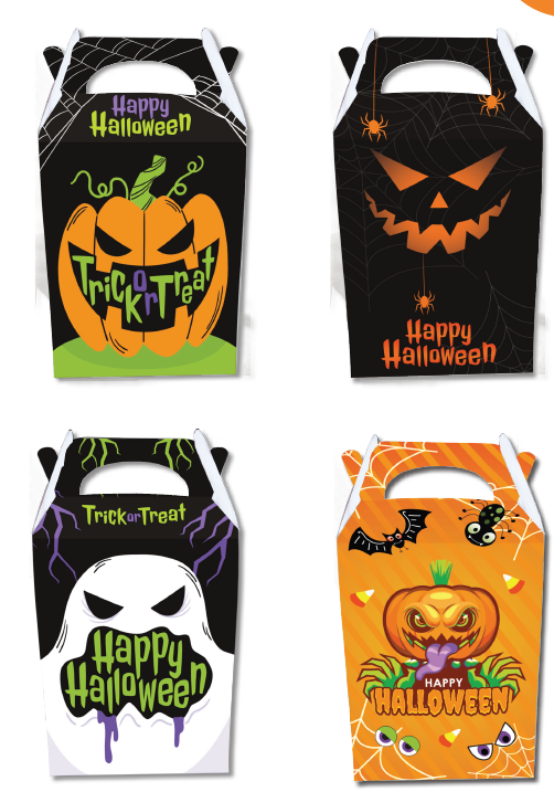 CAJA SORPRESA HAPPY HALLOWEEN NARANJA / BLANCO / NEGRO X 12UNDS.
