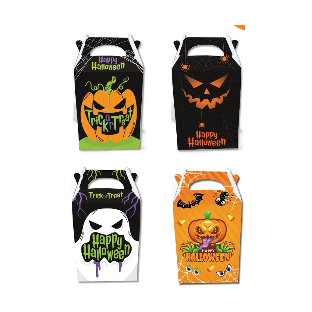 CAJA SORPRESA HAPPY HALLOWEEN NARANJA / BLANCO / NEGRO X 12UNDS.
