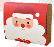 CAJA CARTULINA RECTANGULAR ARMABLE 19X30 CM - PAPA NOEL CON FONDO ROJO