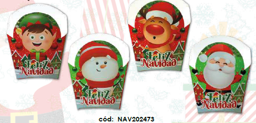 CAJA CARTULINA PARA DULCES FELIZ NAVIDAD DUENDE / NIEVES / RENO / NOEL X12 UNDS