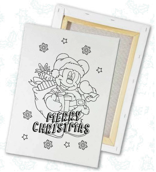 LIENZO 20X30 CM - MICKEY NAVIDEÑO CON BOLSA DE REGALOS