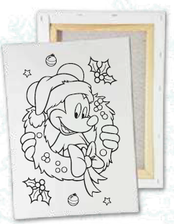 LIENZO 20X30 CM - MICKEY NAVIDEÑO CON ROSA DE ADVIENTO
