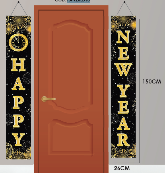 LONA DECORATIVA 150X26 - HAPPY NEW YEAR X2 PZAS