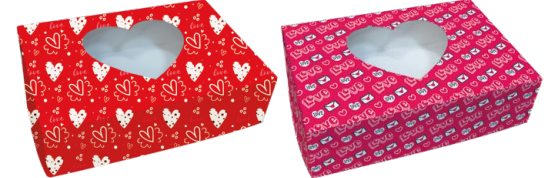 CAJA GIFT CARTULINA ROJO / ROSADO CON CORAZON - X2 UNDS