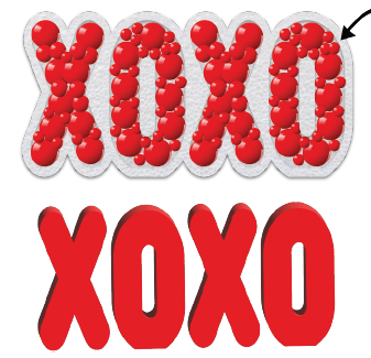 FRASE PARA GLOBOS XOXO + PALABRA XOXO PINT. ROJO