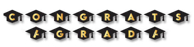 GUIRNALDA BIRRETE CONGRATS GRAD NEGRO / DORADO