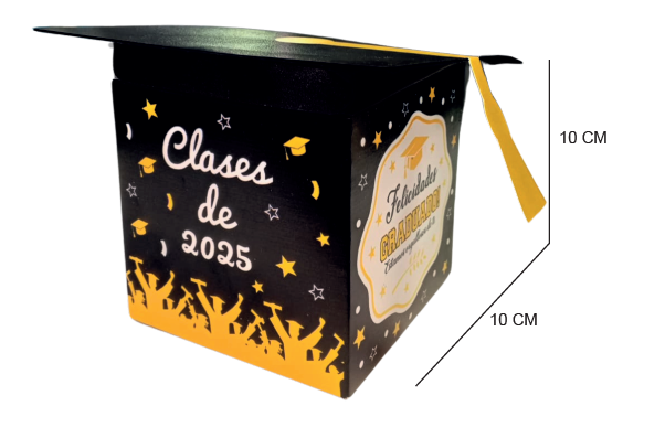 CAJA CARTULINA BIRRETE 10X10 CM AZUL / NEGRO X2 UNDS