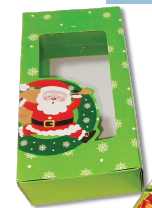CAJA CARTULINA PARA DETALLE - PAPA NOEL VERDE X2 UNDS.