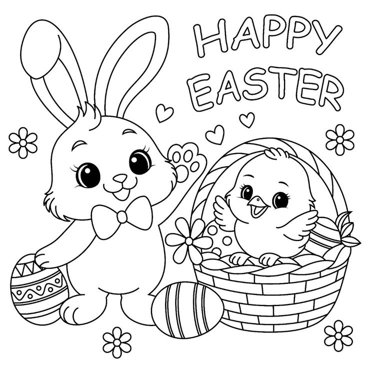 KIT PINTURA EN LIENZO 20x30 CM - HAPPY EASTER/ CONEJO CON POLLITO Y CANASTA