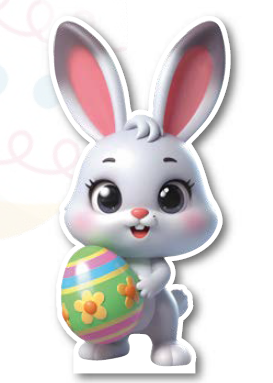 AFICHES 60 CM KRAFT - CONEJO CUERPO COMPLETO Y HUEVO CON FLORES