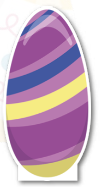 AFICHES 60 CM MDF - HUEVO CON RAYAS DE COLORES INCLINADAS