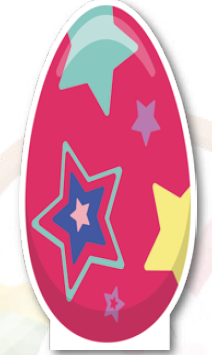 AFICHES 60 CM MDF - HUEVO COLOR FUCSIA CON ESTRELLAS