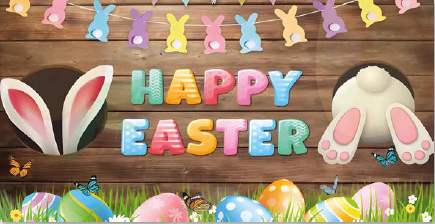 LONA DECORATIVA 50X100 CM - HAPPY EASTER/ OREJAS Y PATAS DE CONEJO