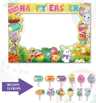 PHOTOBOOTH 120X90 CM KRAFT PASCUA - HAPPY EASTER