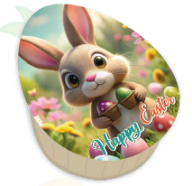 HUEVO KINDER DE PASCUA MDF 17X5CM - CONEJO/ FONDO CON FLORES