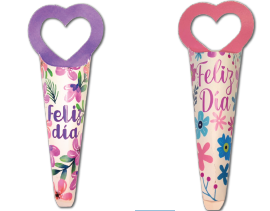 CONO PORTA ROSAS 24X9CM / FELIZ DIA X8 UNIDADES