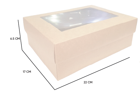 CAJA CARTULINA RECTANGULAR - BLANCO CON TAPA 22X17X6.5 CM + ACETATO X2UNDS