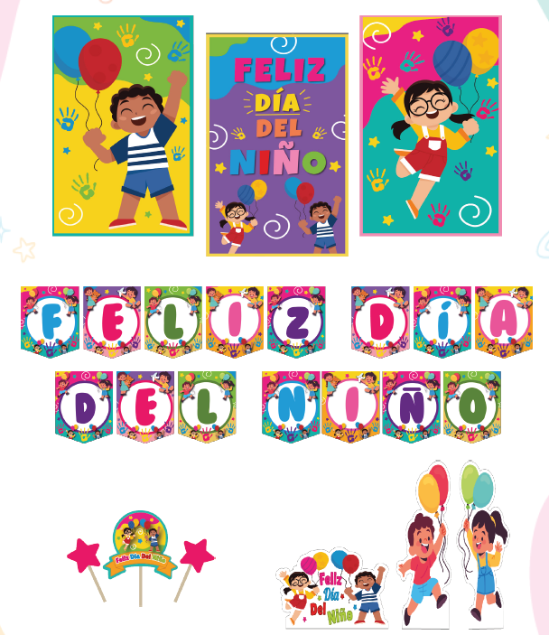 KIT DE PARED -NIÑOS CON GLOBOS