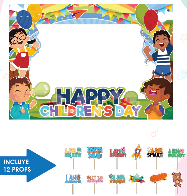 PHOTOBOOTH 1200X90 CM KRAFT - HAPPY CHILDREN´S DAY - + 12 PROS