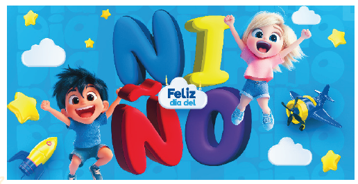 LONA DECORATIVA 100X50CM -FELIZ DIA DEL NIÑO / NIÑO Y NIÑA FELIZ