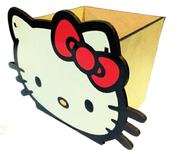 CAJA CON RELIEVE 11X11 CM MDF - HELLO KITTY / LASO ROSA