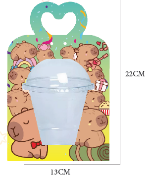 CAJA PORTA VASO DOMO CARTULINA 13X22CM - CAPIBARA X10 UNIDS