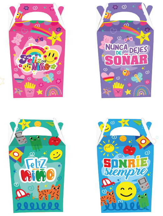 CAJA SORPRESA X12 UNDS ROSA/LILA/ CELESTE/TURQUESA - MULTI FRASES