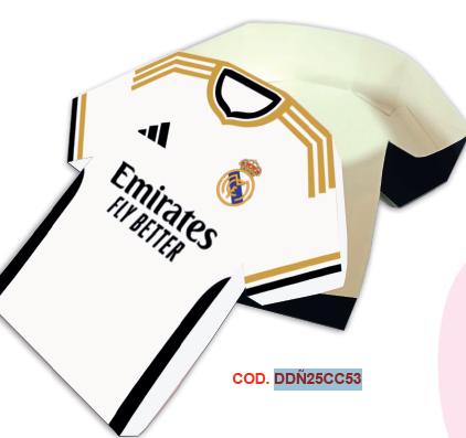 CAJA CAMISETA DE CARTULINA 23X24X6 CM - REAL MADRID