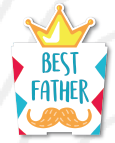 CAJA 11X11CM CON RELIEVE - BEST FATHER/ CORONA Y BIGOTE