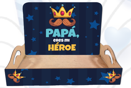 BANDEJA AZA MDF 30X20X6 CM / + BACKING RECTANGULAR - PAPA ERES MI HEROE